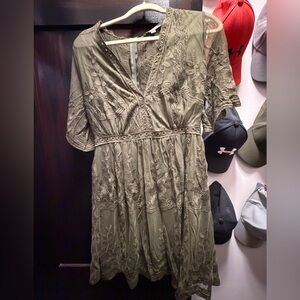 Olive Green Lace Dress